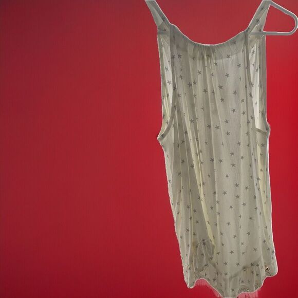 Women’s Halter Top White & Grey Stars Flowy Dressy Summer Shirt - Size Large - - Picture 4 of 5